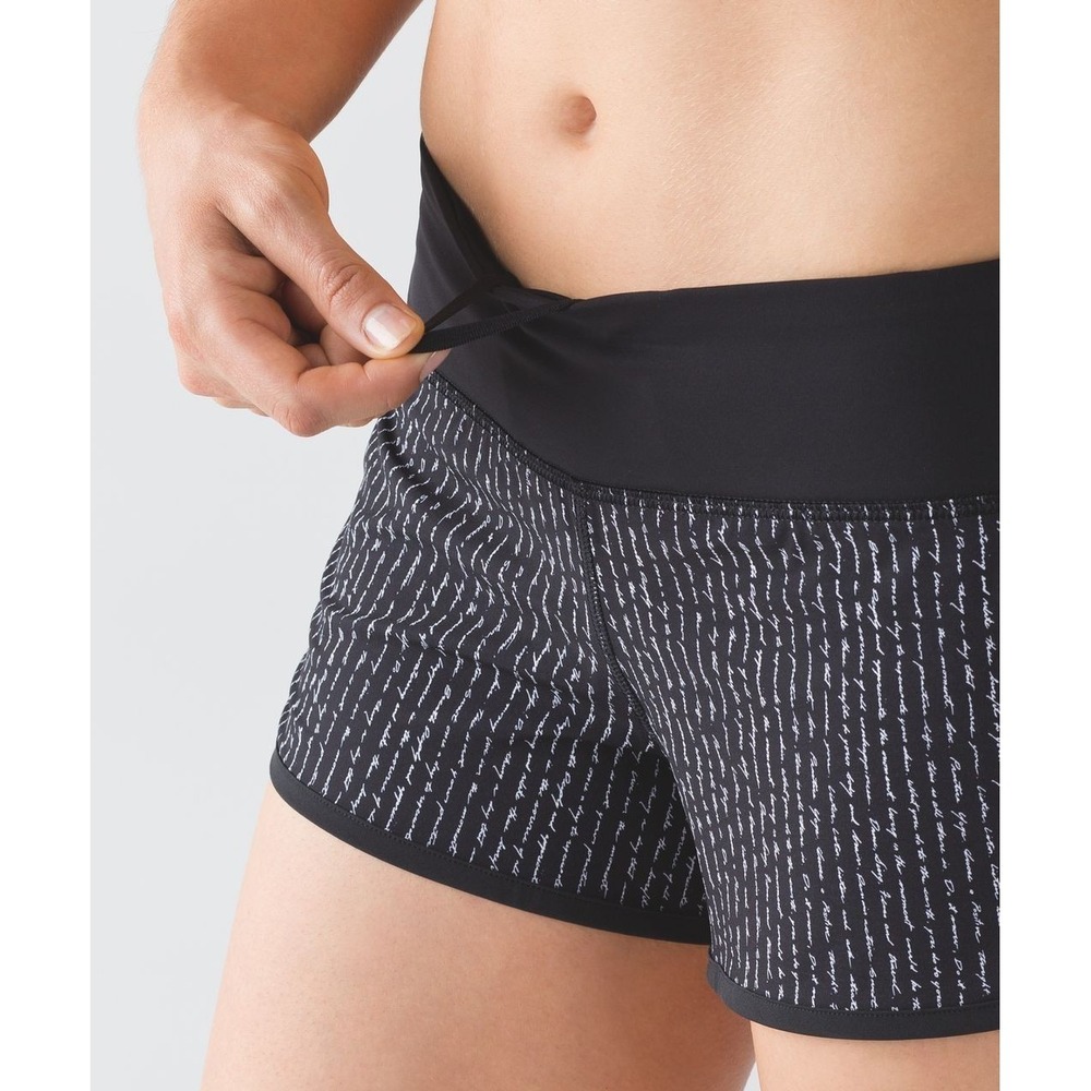 Lululemon Speed Short Pinstripe‎ Black White / Black Size 6 Script Running Gym